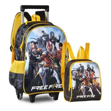 Kit Escolar Mala De Rodinha E Lancheira Free Fire Clio