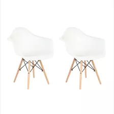  Kit 2 Cadeiras Garden Life Eames Com Braço Para Sala De Jantar Cozinha Cor Da Estrutura Branco