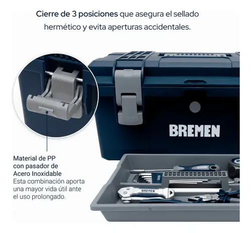 Set Caja Herramientas 20 PuLG Bremen Mecanica N3 - 107pz Dgm Azul