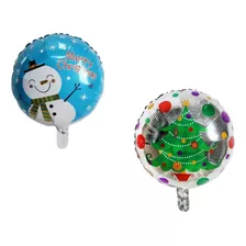 10 Globos Redondos Metalizados Navidad Navideños 45 Cm