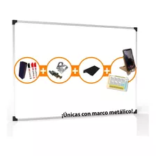 Pizarra Blanca 90x120 Borde Metal + Accesorios 