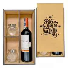 Caja Madera Mdf Para Botella De Vino Sin Botella Con Grabado