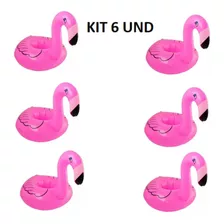 Kit Porta Copos Boia Inflável Flamingo 6 Unidades Piscina