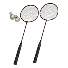 Kit Badminton 5 Peças - 2 Raquetes, 2 Petecas E 1 Bolsa Cor Preto