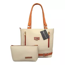 Bolso Dama Carteras Mujer Karla Chacon + Accesorio Color Beige-miel