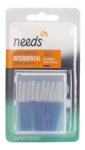 Escova Compacta Interdental Needs Cônica Azul 3 A 7 Mm 1un