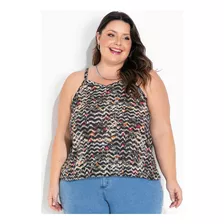 Blusa Plus Size Floral Animal Print Com Alça - Moda Feminina