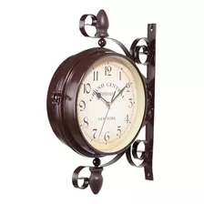 Reloj Colgante De Pared De Metal De Doble Cara