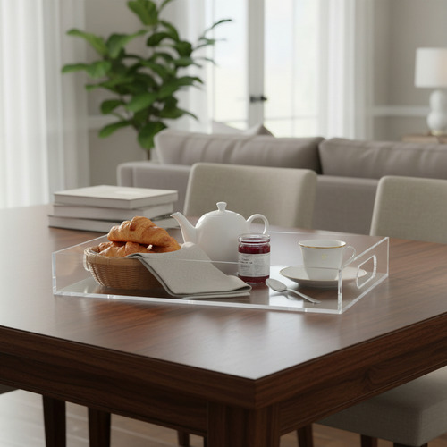 Bandeja Lisa Em Acrílico Praticidade 40x30x5 Varias Cores