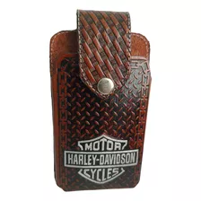 Funda Porta Celular Biker 100% Cuero Harley Davidson 