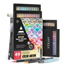 Set 48 Brush Pen Plumón Marcador Punta Pincel Premium Arteza