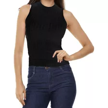 Blusa Feminina Garrafinha Trançada Tricot Elegante