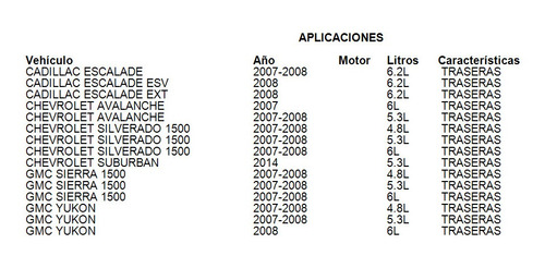 Balatas Traseras Chevrolet Avalanche 2007 6.0l Brembo Foto 3