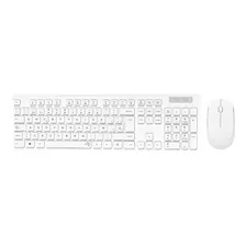 Kit De Teclado E Mouse S/fio Wireless Branco Abnt2 Português