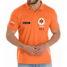 Camisa Polo Profissional Samu 192 Bordado Cor Laranja