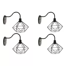 4 Arandelas De Parede Luminária Aramado Diamante Pendente