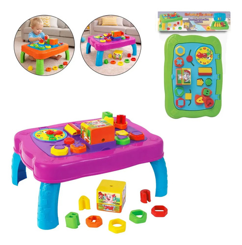 Mesinha Infantil Didática Sensorial Mesa Divertida Educativa Rosa