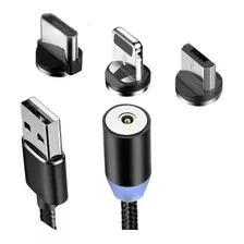 Cabo Carregador Magnético 3 Em 1 Type C Ip Micro Usb