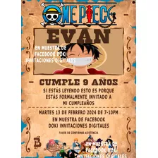 Invitación Digital Imprimible De One Piece