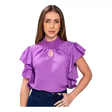 Blusa Social Gola Pérola Bufante Evangélica