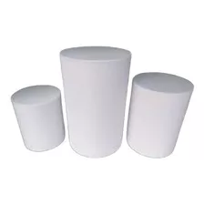 Trio Capas Para Mesas Cilindros Veste Facil Cor Branco