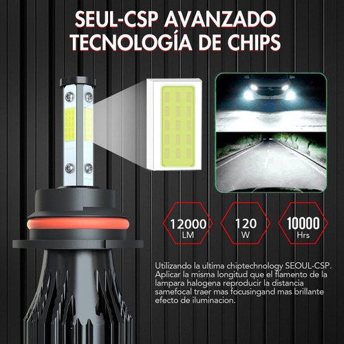 9007 Hb5 Kit De Focos Led De 4 Lados 11000lm Para Chevrolet Foto 7