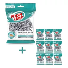 Esponja Aço Inox Conjunto 10 Pçs Limpeza Pesada Flash Limp