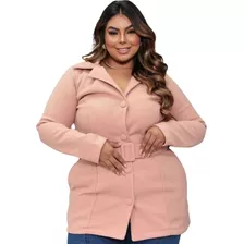 Casaco Parka Feminino Plus Size Lã Batida Blusa Frio 