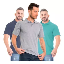 Kit 3 Camisas Polo Masculina Camiseta Com Bolso Atacado