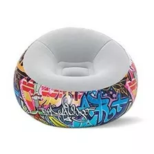 Sillón Ilable Graffiti Puff Marca Bestway Cómodo Color Gris