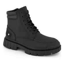 Bota Casual Ferrato Con Suela Dentada Para Hombre Negro