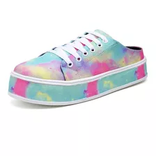 Mocassim Mule Babuche Feminino Da Gts Tie Dye Imperdível