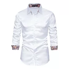 Cami Silk Satin Brillante Camisa Social For Hombre