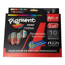 Marcadores Trabi Pigment Pop A Válvula Blister X 10 Colores