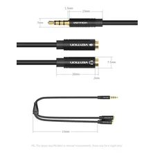 Vention - Cabo Adaptador P3 4 Vias P/ Fone + Microfone 30cm