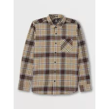 Camisa Caden Plaid Ls Hombre Khaki Volcom