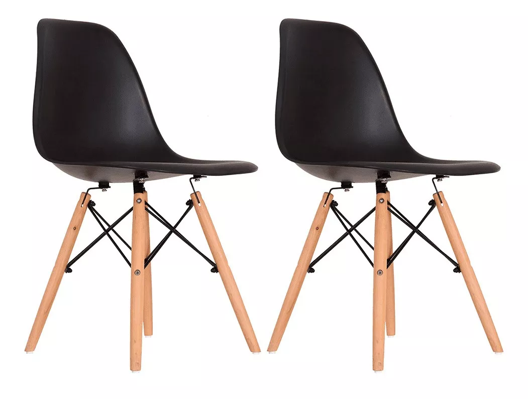 Cadeira De Jantar Empório Tiffany Eames, Estrutura De Cor Preto, 2 Unidades