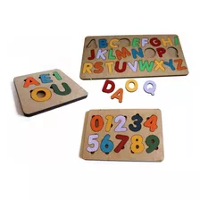 3 Tabuleiro Pedagógico Alfabeto Números Vogais Brinquedo Edu