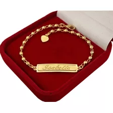 Pulseira Infantil Bebê Chapinha Folheada Ouro 18k Regulavel