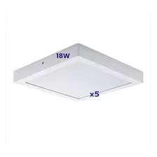 Panel Plafon Led Aplicar Cuadrado 18w Pack X 5u. Color Blanco Color De La Luz Frío