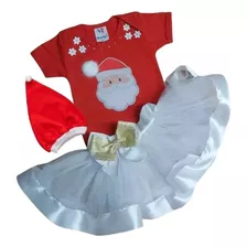 Fantasia Bebê Festa Natal Infantil Body Papai Noel Com Gorro