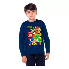 Camisetas Remeras Manga Larga Con Puño De Mario Bros Y Luigi