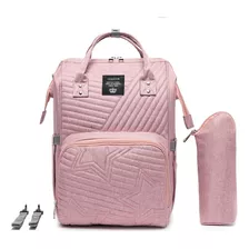 Bolsa Mochila Maternidade Lequeen Star Multifuncional Bebê Cor Rosa