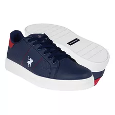 Tenis Casuales Caballero Polo V111-c Simipiel Azul