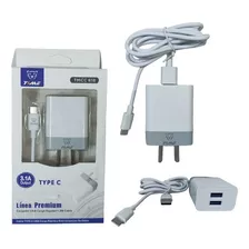 Cargador 220v 2 Usb 3.1a + Cable Usb Tipo C