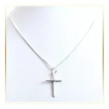 Cordão De Prata Masculina 925 Fina Pingente Crucifixo Brilho