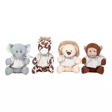 Quarteto Safári Mini Leão, Elefante, Macaco E Girafa - 4 Pçs