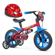 Bicicleta Infantil Menino Aro 12 Homem Aranha Com Capacete