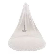 Vestido De Noiva Longo De Tule Importado Branco 3 Metros