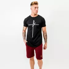 Camiseta Camisa Fé Masculina Longline Oversized Casual Verão